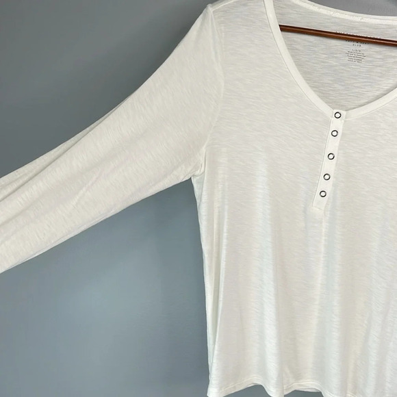 AMERICAN EAGLE White Soft & Sexy Slub Henley Shirt  Snap Long Sleeves L - Picture 5 of 10